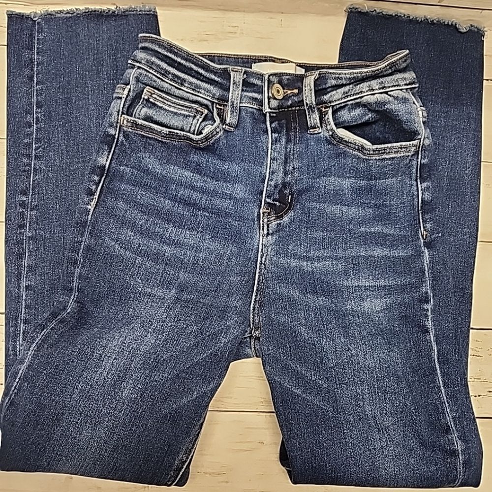 Vervet Growing High Rise Slim Straight Crop Raw Hem Women’s Size 25 - Picture 2 of 15